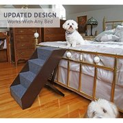 Arf Pets Foldable Wood Dog Stairs, 4 Levels Height Adjustment Wide Pet Steps for Dogs and Cats APSTPS